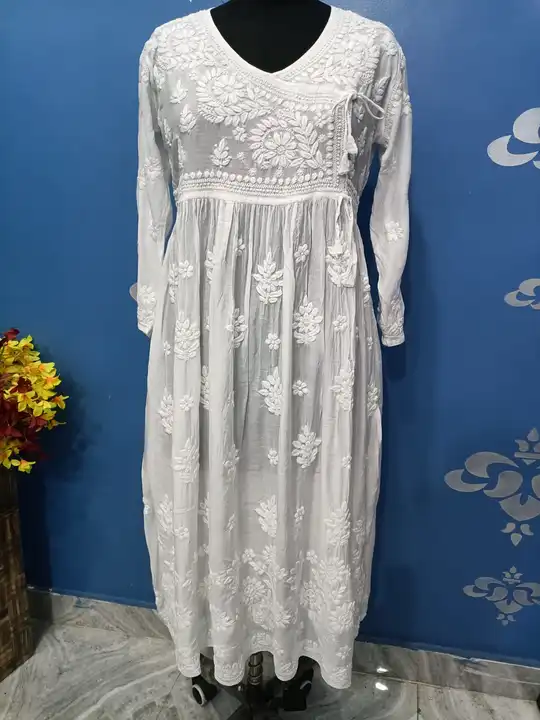 Maslin cotton fabric kurti anghrka style a line dyebel uploaded by Shiv & Seema sons on 7/18/2023