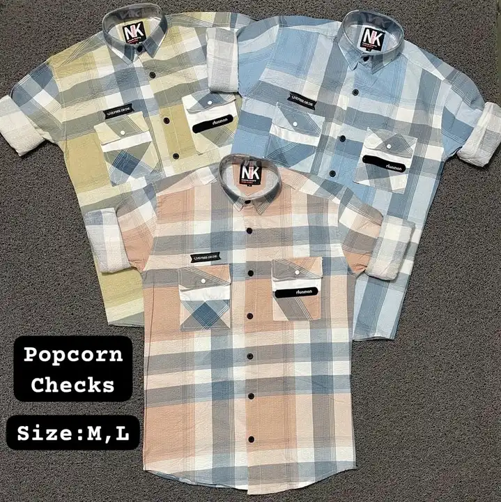 Popcorn fabric Checks Shirt  uploaded by Revon jeans on 7/18/2023