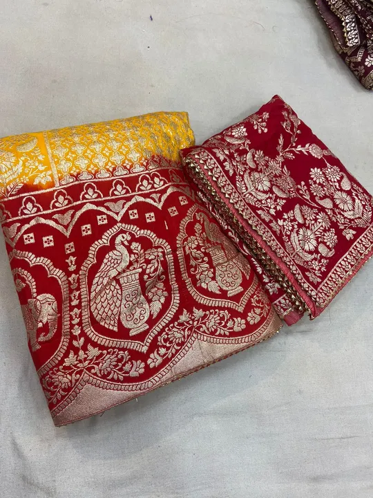 Today sale price 
Beautiful Lahenga*

*Pure  Banarasi Dolo silk langha & jari wark   & Jaipuri dai   uploaded by Gotapatti manufacturer on 7/19/2023