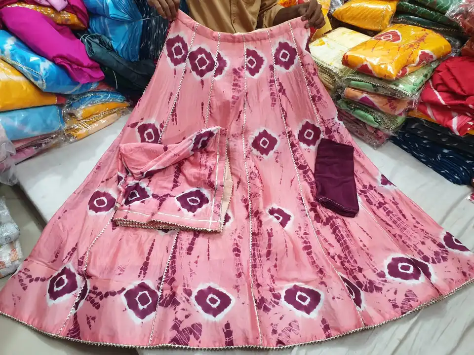 *😀😀Beautiful Lahenghas*😀😀
For This Season

* CHINON  silk langha WITH Jaipuri designs 🥻🥻🥻 dai uploaded by Gotapatti manufacturer on 7/19/2023