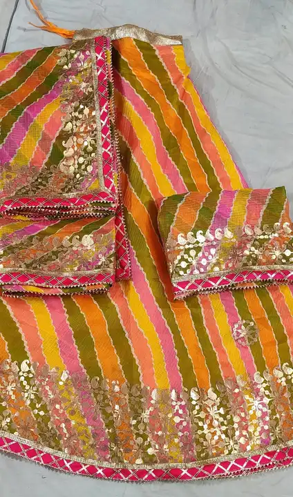 Today sale 
🥰🥰🥰 *Rajasthani kotta Doriya traditional Lahriya print Lehengas ❤️❤️❤️*

- *Length 41 uploaded by Gotapatti manufacturer on 7/19/2023