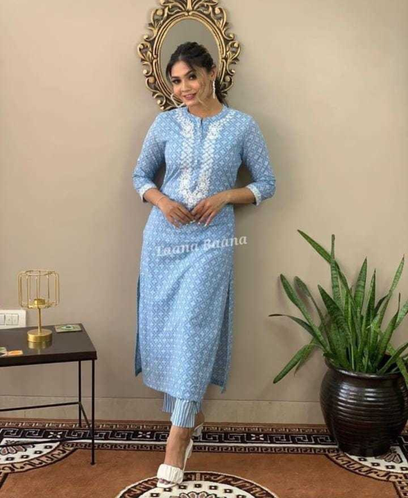 Neck embroidery printed kurti Pant 2 piece  uploaded by business on 7/19/2023
