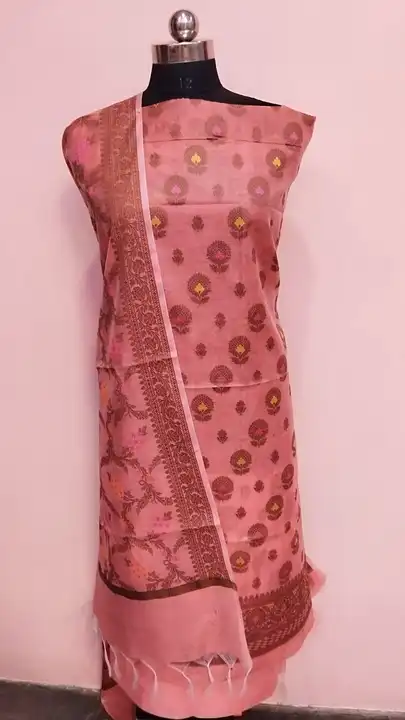 Banarasi Cotton Suit with Dupatta & Pant in Pitch Colour  uploaded by REGALIA WEAVERS ENTERPRISES on 7/19/2023