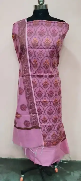 Banarasi Cotton Suit with Dupatta & Pant in Rani Colour uploaded by REGALIA WEAVERS ENTERPRISES on 7/19/2023