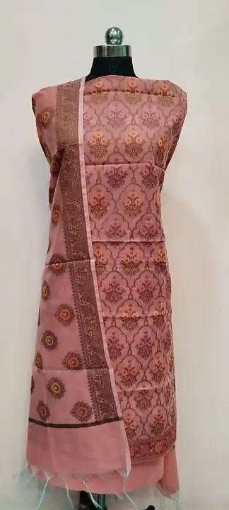 Banarasi Cotton Suit with Dupatta & Pant in Pitch Colour uploaded by REGALIA WEAVERS ENTERPRISES on 7/19/2023