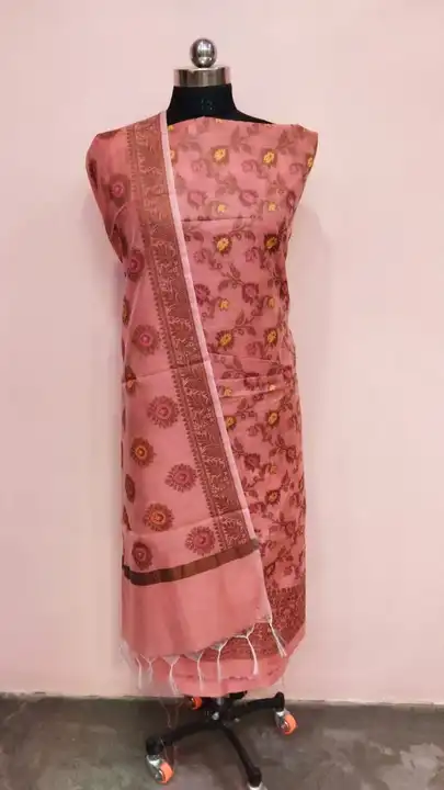 Banarasi Cotton Suits with Dupatta & Pant in Pitch Colour uploaded by REGALIA WEAVERS ENTERPRISES on 7/19/2023