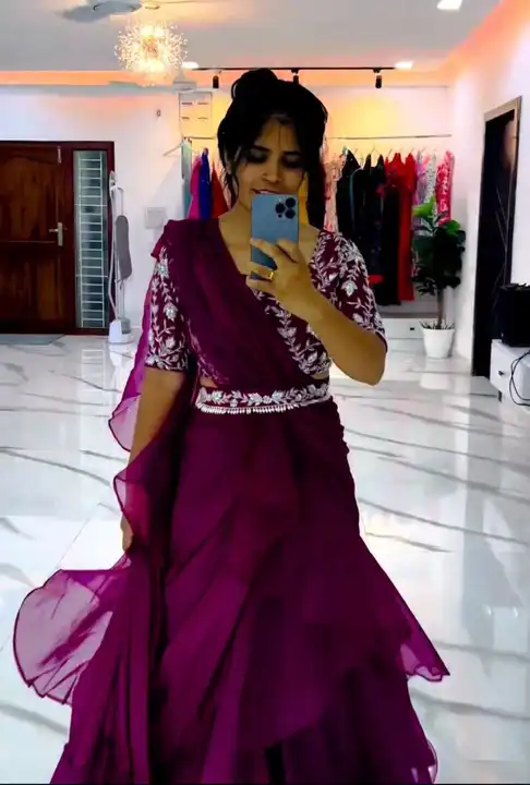 Party wear lahenga saree  uploaded by Suyukti fab on 7/19/2023