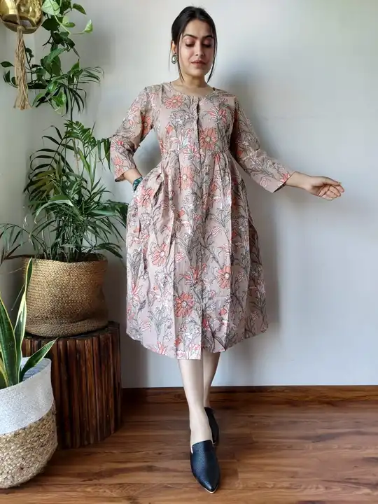 *🍁😍 All New Exclusive Collection of Bagru Hand  Printed Long  " One Piece Dress "👗 in Multiple Be uploaded by Aanvi fab on 7/19/2023