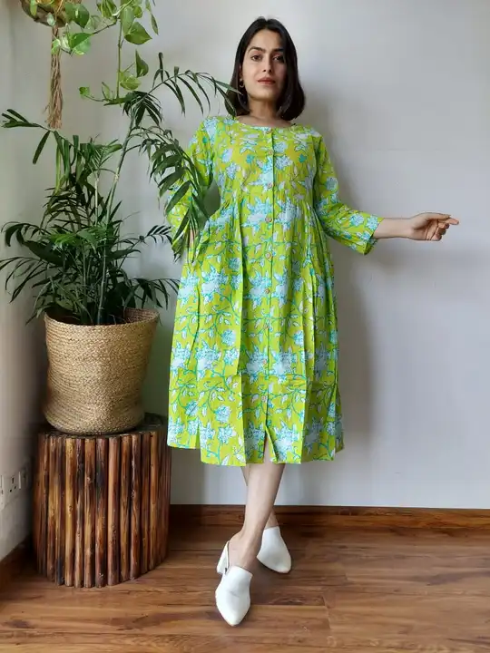 *🍁😍 All New Exclusive Collection of Bagru Hand  Printed Long  " One Piece Dress "👗 in Multiple Be uploaded by Aanvi fab on 7/19/2023