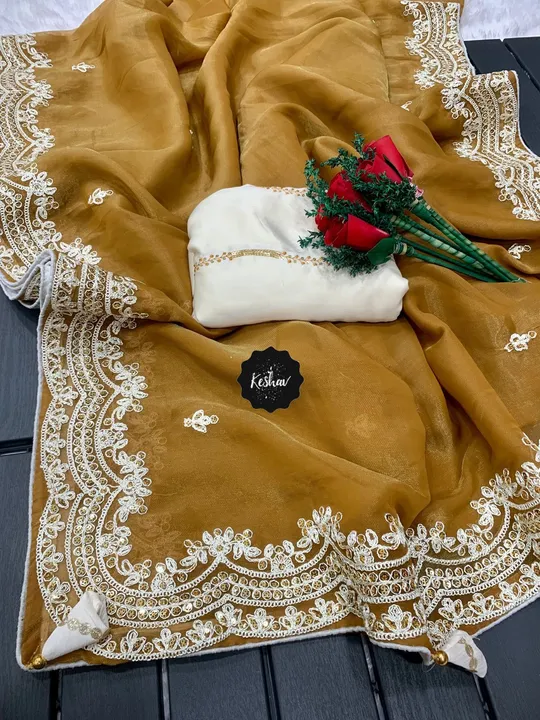 🥰 present new desighner concept in partywear sarees..

*Description*: shiner bridal satin silk with uploaded by BOKADIYA TEXOFIN on 7/19/2023