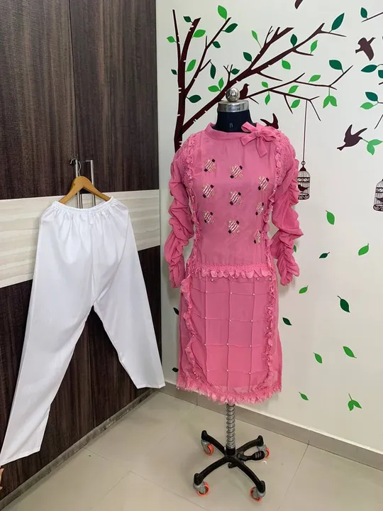 Designer hand work kurti with plazo  uploaded by business on 7/19/2023