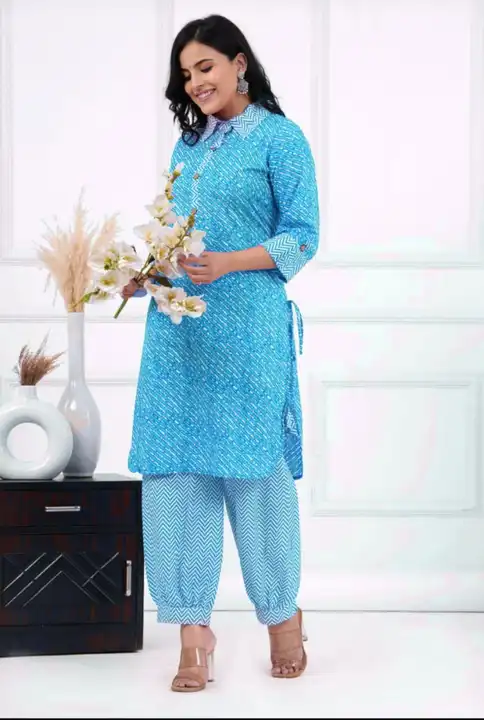 *beautiful lahariya 🌸 print kurti with afgani100% pure cotton fabric*

Fabric - cotton😍😍

Size -  uploaded by Mahipal Singh on 7/19/2023