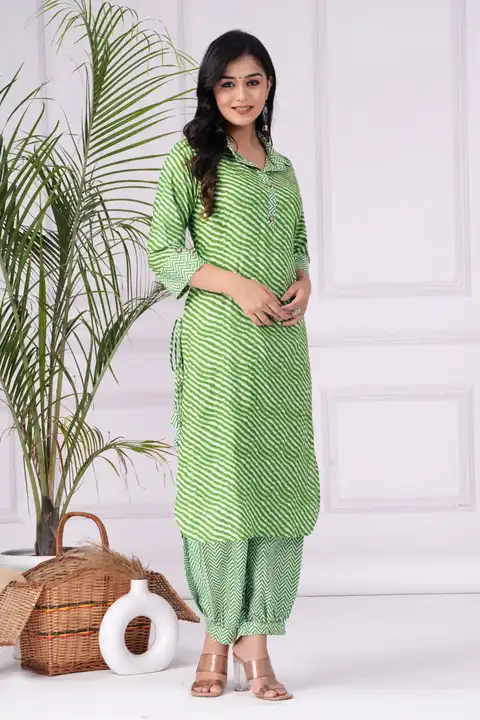 *beautiful lahariya 🌸 print kurti with afgani100% pure cotton fabric*

Fabric - cotton😍😍

Size -  uploaded by Mahipal Singh on 7/19/2023