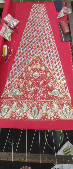 Hand work embroidery lehnga and blaows  uploaded by K d fashion on 7/19/2023