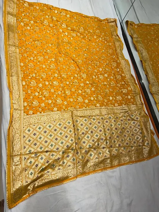 Saree Pure Organza Silk
All Over Heavy Mina Bhandej And Viving Zari,
Running Zari Border Blouse 

Ra uploaded by Gotapatti manufacturer on 7/20/2023