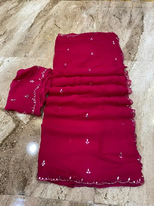🌷new lounching 🌷
👉pure daymond chiffon fabric 
👉pure resam gota patti hand work 
👉same fabric b uploaded by Gotapatti manufacturer on 7/20/2023