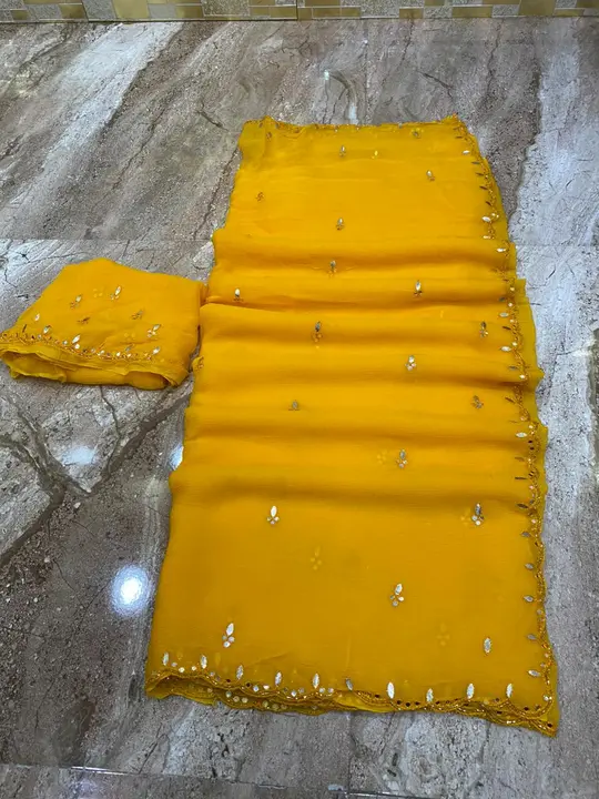 🌷new lounching 🌷
👉pure daymond chiffon fabric 
👉pure resam gota patti hand work 
👉same fabric b uploaded by Gotapatti manufacturer on 7/20/2023