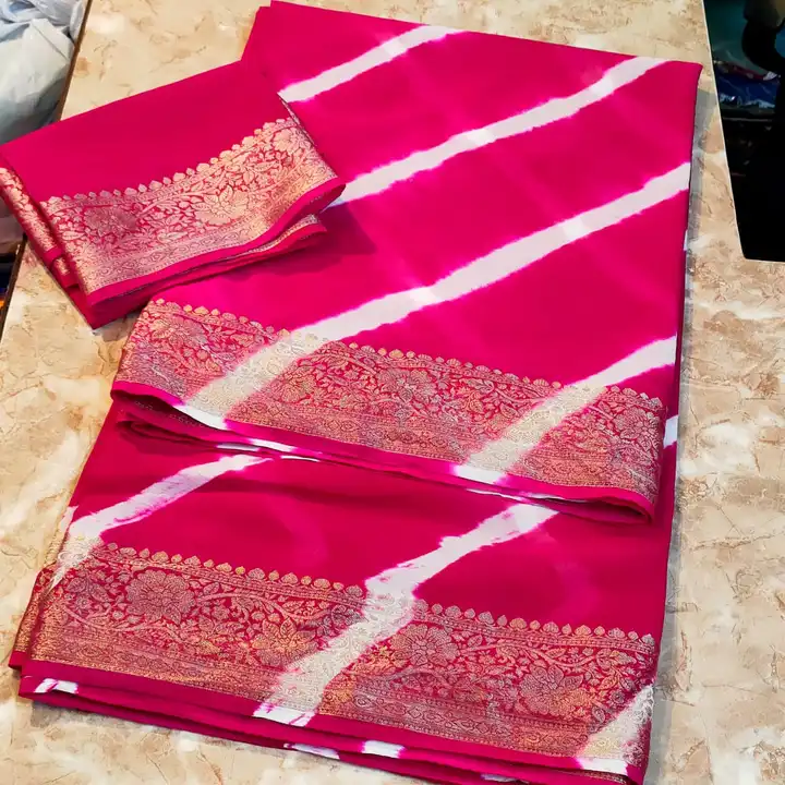 Today sale price only 
Fabric jorjet leheriya saree 💕 with blouse  uploaded by Gotapatti manufacturer on 7/20/2023