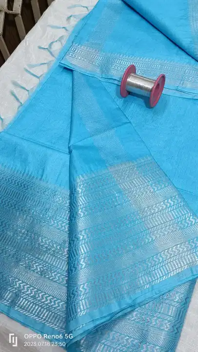 Mangalagiri Saree With Beautiful Silver Weaving Border uploaded by S Kumar Creations on 7/20/2023