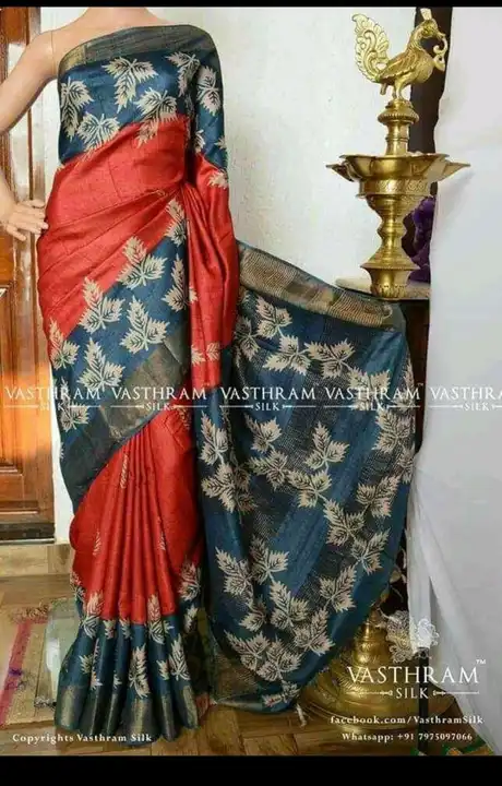 🌿 pure tassar ghicha Saree 
🌿 design hand block print 
🌿 handloom weving
 uploaded by Linen Saree Hub on 7/20/2023