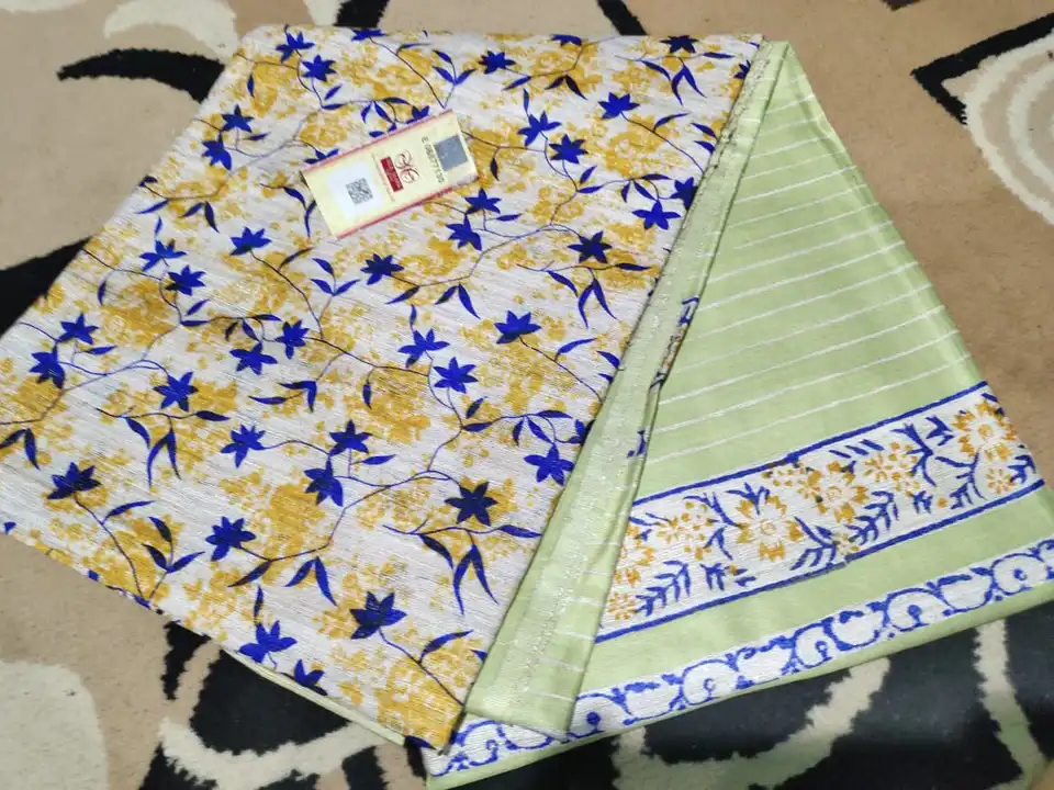 🌿 pure tassar ghicha Saree  🌿 design hand block print  🌿 handloom weving uploaded by Linen Saree Hub on 7/20/2023