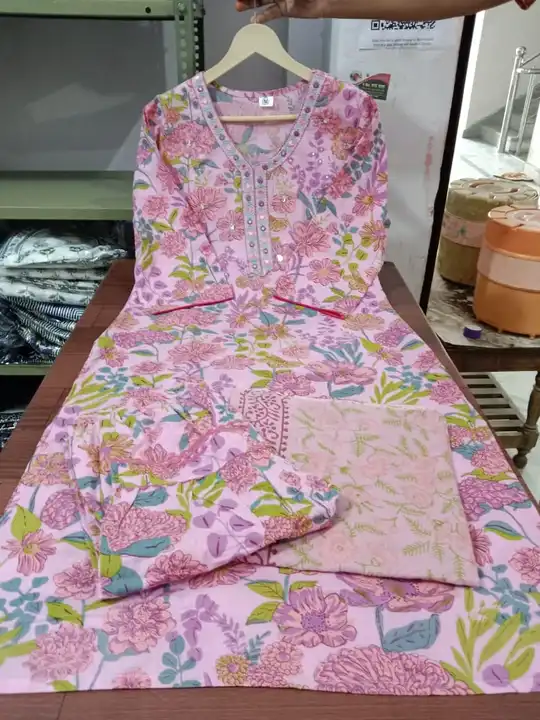 Cotton printed kurti with pent and dupatta  uploaded by PANIHARI COLLECTION CENTRE on 7/20/2023