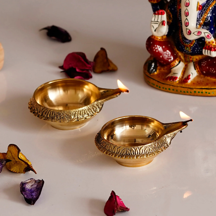 🪔🪔Decorative Handcrafted Golden Brass Diya Set of 2
 uploaded by Home decor on 7/20/2023