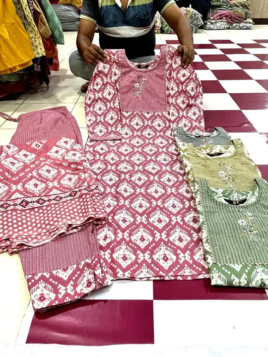 Cotton kurti pant and dupatta set  uploaded by PR TRADERS on 7/20/2023