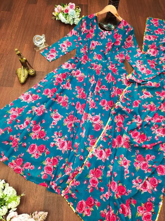 😘 flower 💙❤️maxy gown with Dupatta uploaded by JK COLLECTION 🛍️ on 7/20/2023