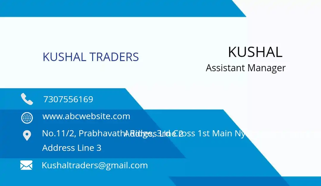 Visiting card store images of KUSHAL TRADERS