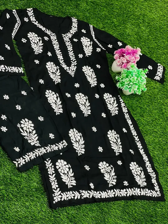 Modal Chikan Handwork Kurti with plazo  uploaded by business on 7/20/2023