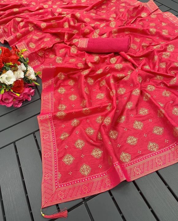 Gold foil print saree uploaded by DhNiK Creation on 7/20/2023