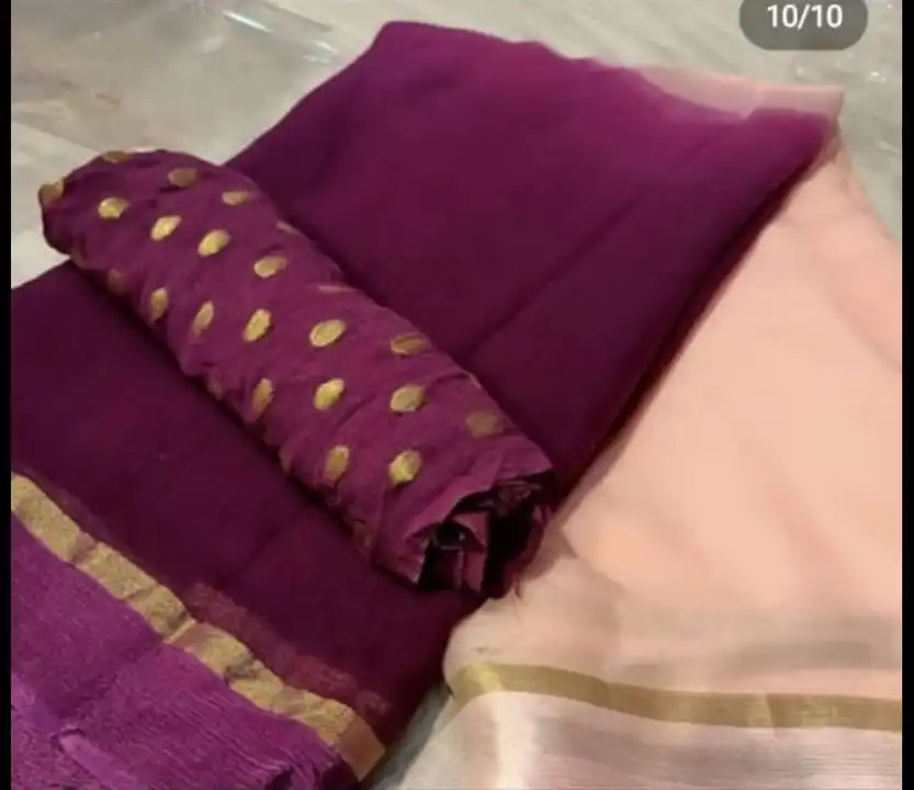 *🛍️🛒sale. Sale 🛒🛍️*
👉🏻  Pure Nazmin 🌹
👉🏻 Jaipuri double Dye 🌹
👉🏻 with zari butti Blouse  uploaded by Gotapatti manufacturer on 7/21/2023
