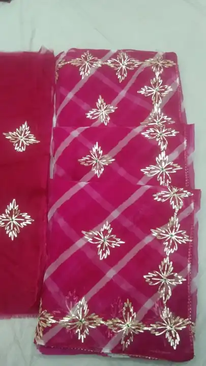 Today sale price only 

🥳Pure Organza Fabric......🥻

💃🏻 Sawan Special Cool 😎Fancy Colour  Match uploaded by Gotapatti manufacturer on 7/21/2023