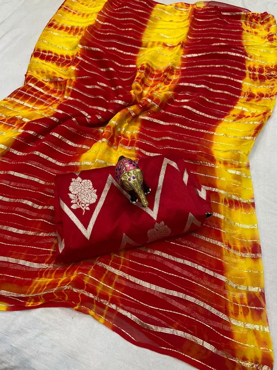 New launch lurex lining fabric viscos saree wtih Multi die
Designer blouse with a saree 
Saree cut 5 uploaded by Gotapatti manufacturer on 7/21/2023