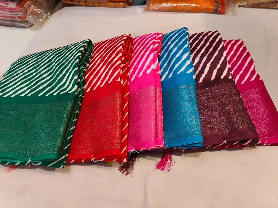 New launch
Pyour upar silk fabric
Washable
Same fabric blouse
Zari border waving
 uploaded by Gotapatti manufacturer on 7/21/2023