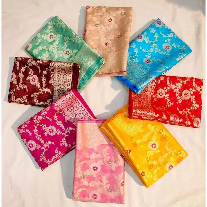 Banarasi Soft Semi georgette silk saree with Meena Zari Weaving Design Pallu uploaded by Kiran Textile on 7/21/2023