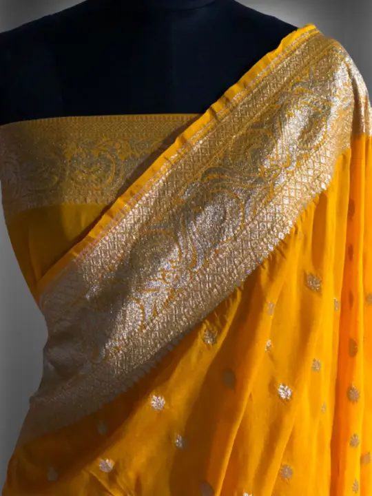 Gold Yellow Georgette Banarasi Saree  uploaded by V'VERSE on 7/21/2023