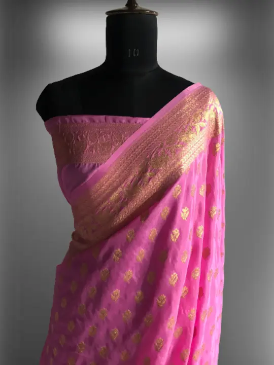 Pink Georgette Banarasi Saree  uploaded by V'VERSE on 7/21/2023