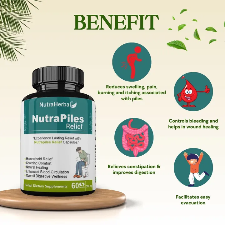 Nutraherbal Nutrapiles relief capsules 60capsules 500mg uploaded by Jiya marketing and traders on 7/21/2023