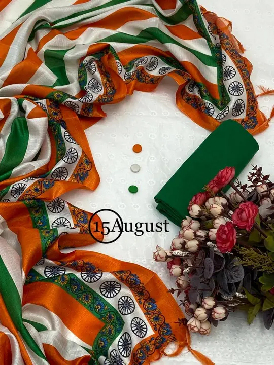_*🇮🇳Special Independence day 🇮🇳*_
 *Rs 650* *+shipping**
Top Chicken Cotton work with 3 Flag mat uploaded by Aanvi fab on 7/21/2023