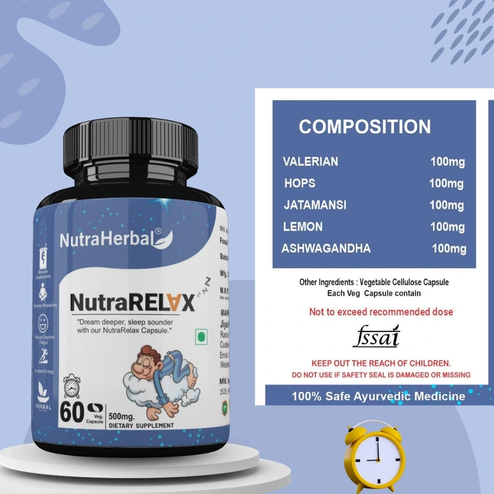 Nutraherbal NutraRelax Better Sleep Capsules 60 capsules 500mg uploaded by Jiya marketing and traders on 7/21/2023