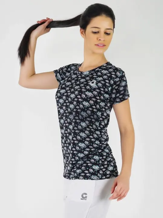 Nylon lycra print soft fabric tshirt for womens uploaded by Showroom quality sports wear manufacturers  on 7/21/2023