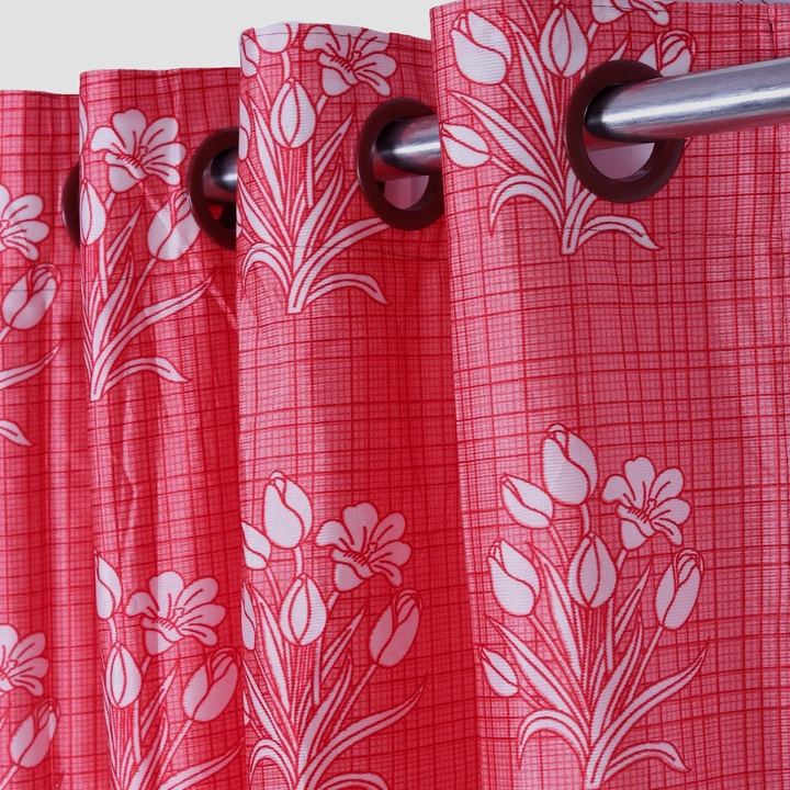 Floral printed 5 feet window curtains on checks back uploaded by Home max india on 7/21/2023