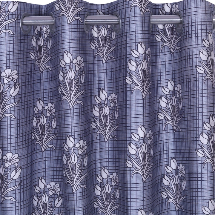 Floral printed 5 feet window curtains on checks back uploaded by Home max india on 7/21/2023