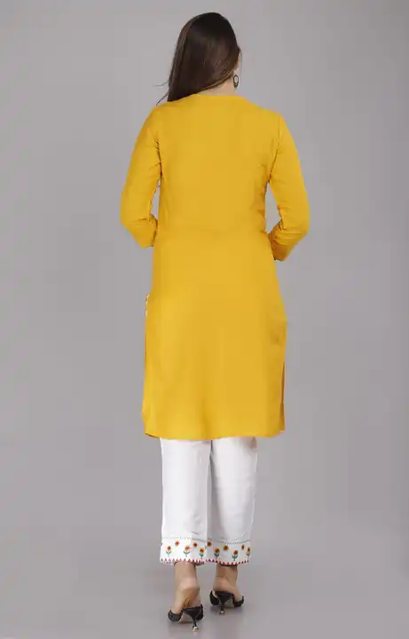 M, L, XL, XXL Reyon kurti with pant uploaded by Online Ladies Dresses on 7/21/2023