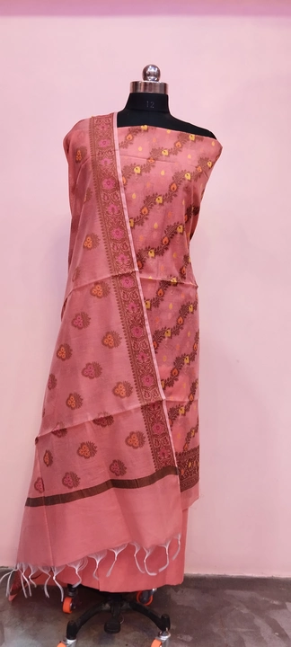 Banarasi Cotton Suit with Dupatta & Pant in Pitch Colour uploaded by REGALIA WEAVERS ENTERPRISES on 7/21/2023