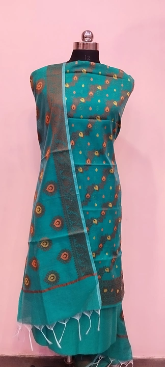 Banarasi Cotton Suit with Dupatta & Pant in Sea Green Colour uploaded by REGALIA WEAVERS ENTERPRISES on 7/21/2023