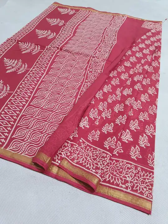 Post image Oders now 8887271197

```New Stock available``` 

 _Beautiful hand block natural dye "Dabu print” saree with "blouse pc" &amp; jari piping Border_ 

 ```Material- mulmul cotton``` (soft)

👉 *free ship* ✈️

👉 _Only first time dry clean &amp; second time normal home washibal_ 

 *Order now* - 🛍️🛒
