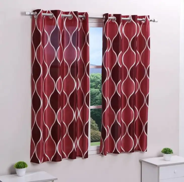 Block chain printed curtains 5FT window set for 1_Maroon uploaded by Home max india on 7/21/2023
